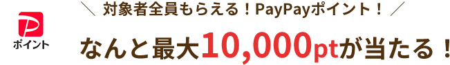 対象者全員もらえる！PayPayポイント！なんと最大10,000ptが当たる！